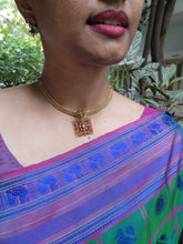 Antique gold polish kundan, ruby & emerald necklace, SET-Silver Neckpiece-CI-House of Taamara